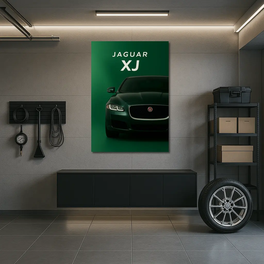 Jaguar XJ Dark Green Luxury Sedan Art – Wall Art