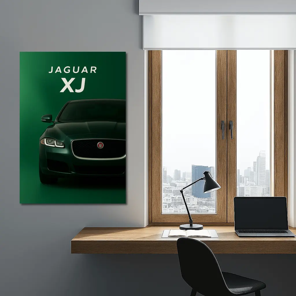Jaguar XJ Dark Green Luxury Sedan Art – Wall Art