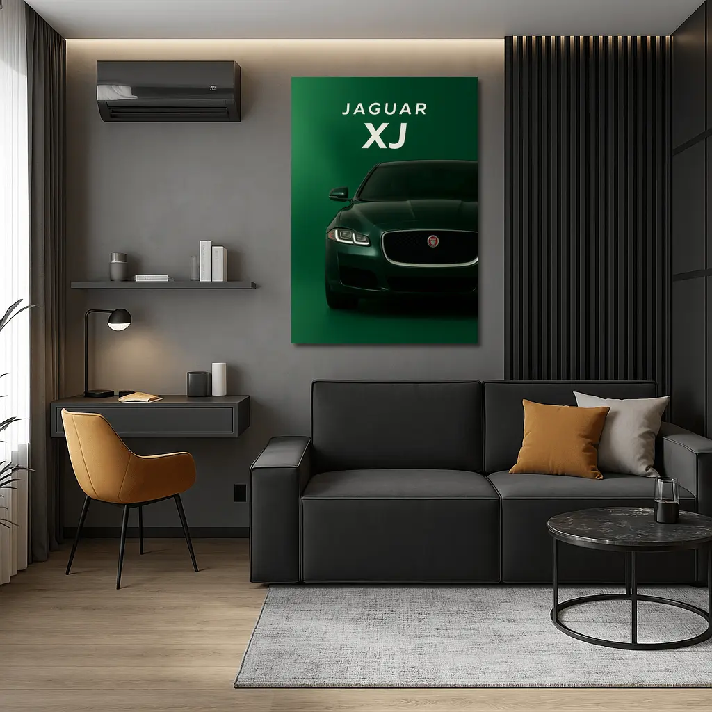 Jaguar XJ Dark Green Luxury Sedan Art – Wall Art
