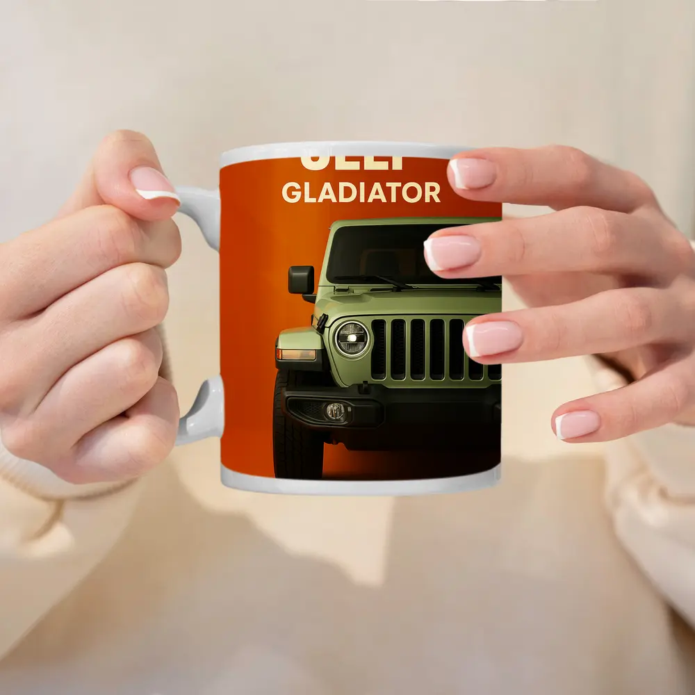 Jeep Gladiator Front View Orange Background – Mugs