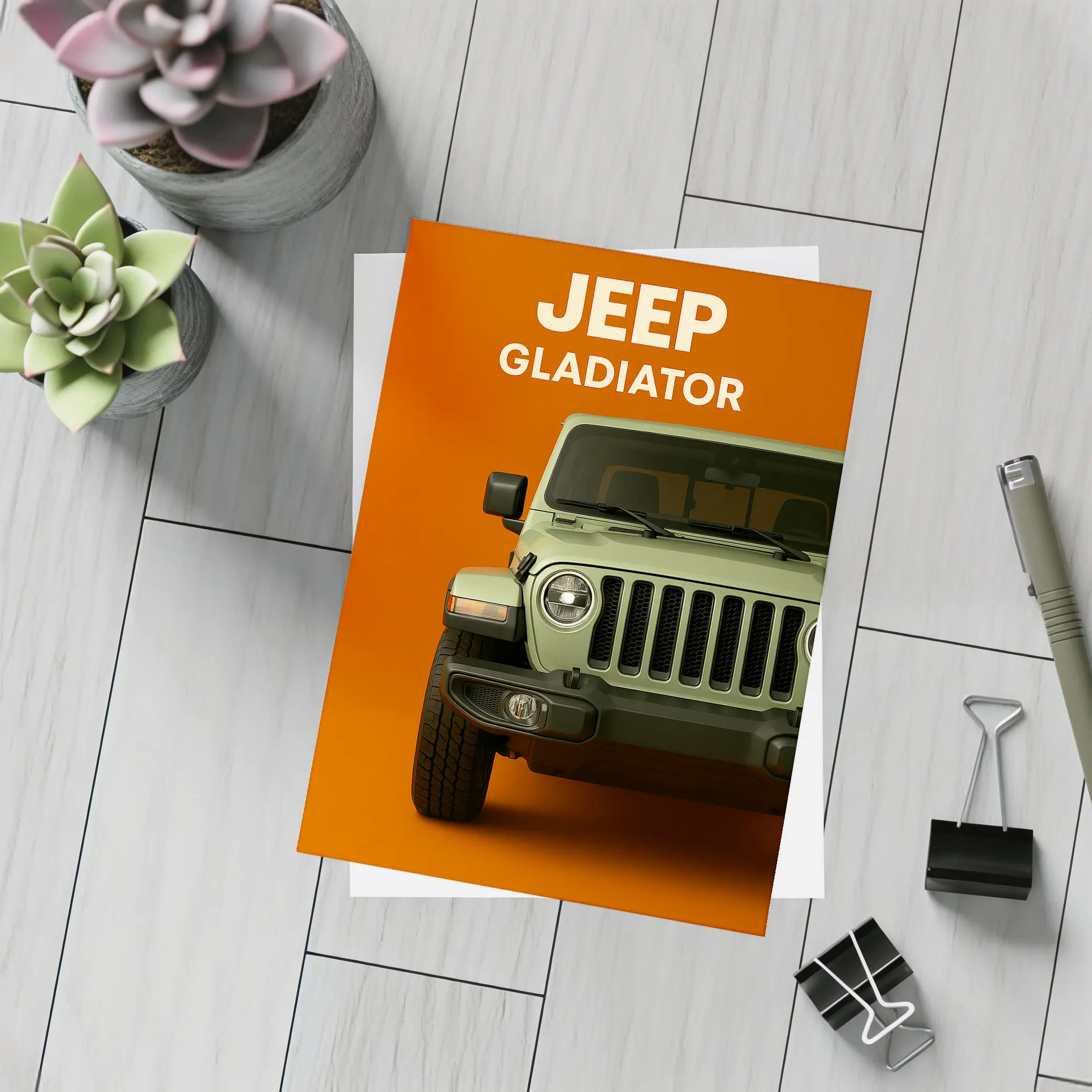Jeep Gladiator Front View Orange Background – Postcards