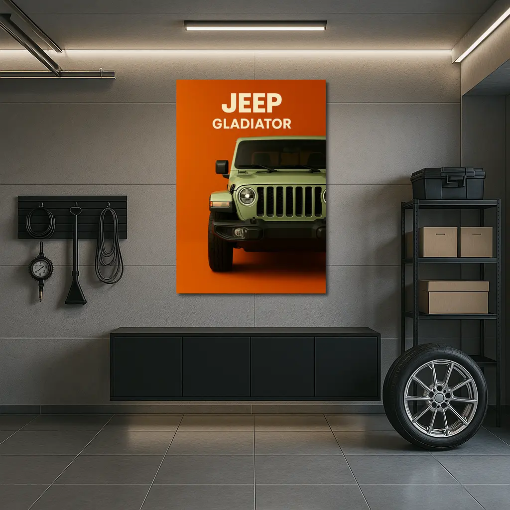 Jeep Gladiator Front View Orange Background – Wall Art