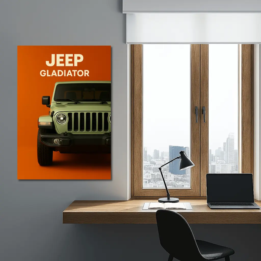 Jeep Gladiator Front View Orange Background – Wall Art