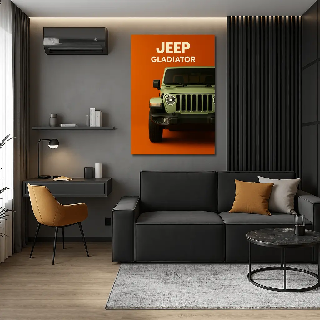 Jeep Gladiator Front View Orange Background – Wall Art