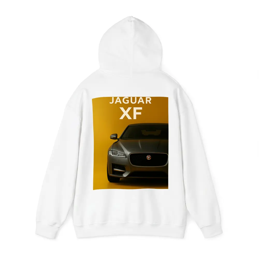 Jaguar XF Sedan Front View Yellow Background – Hoodies