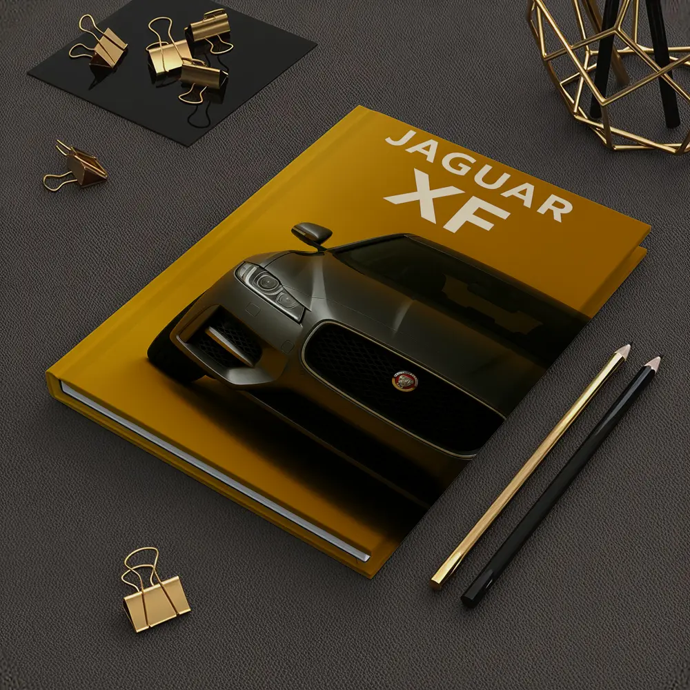 Jaguar XF Sedan Front View Yellow Background – Notebooks