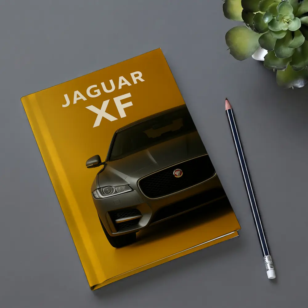 Jaguar XF Sedan Front View Yellow Background – Notebooks