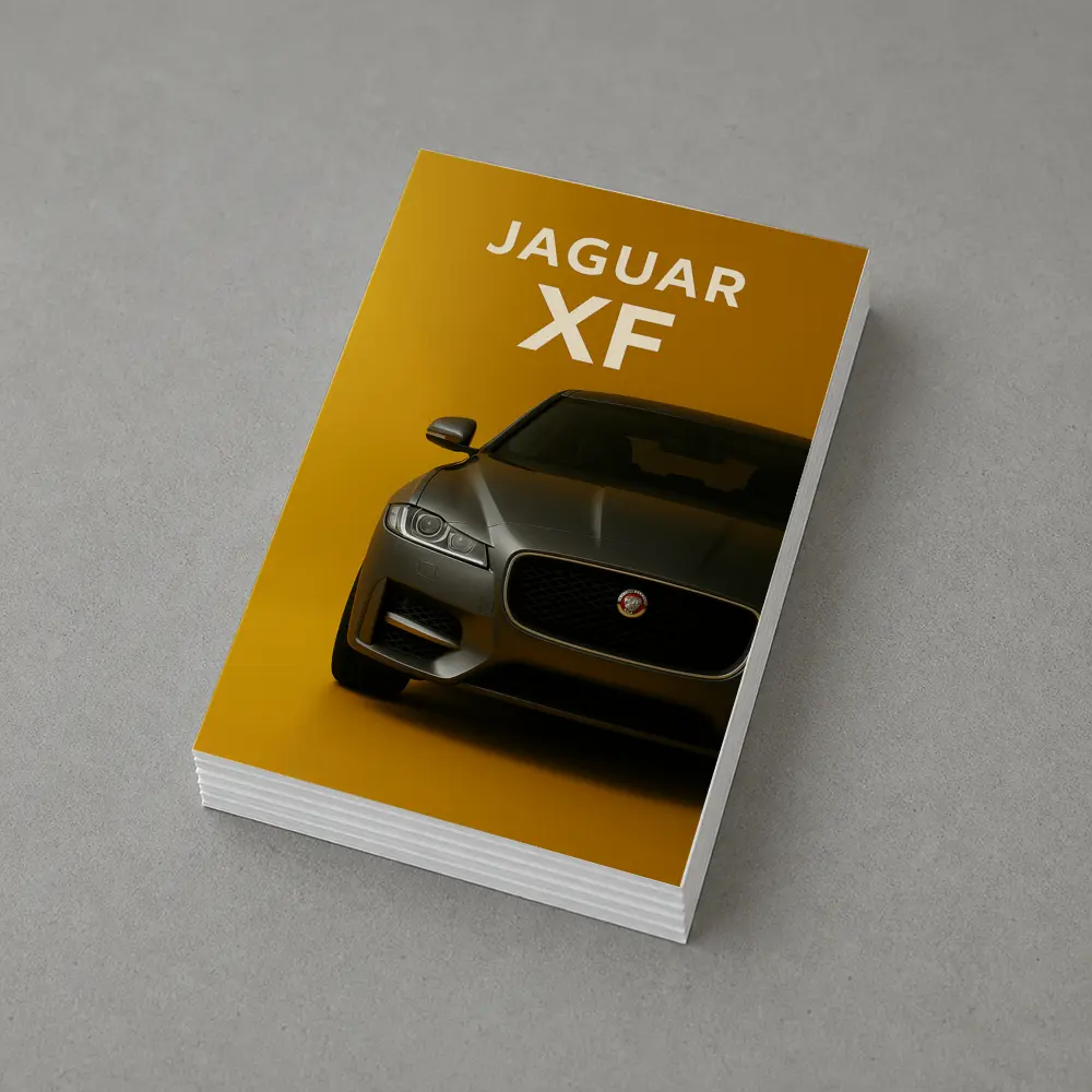 Jaguar XF Sedan Front View Yellow Background – Postcards