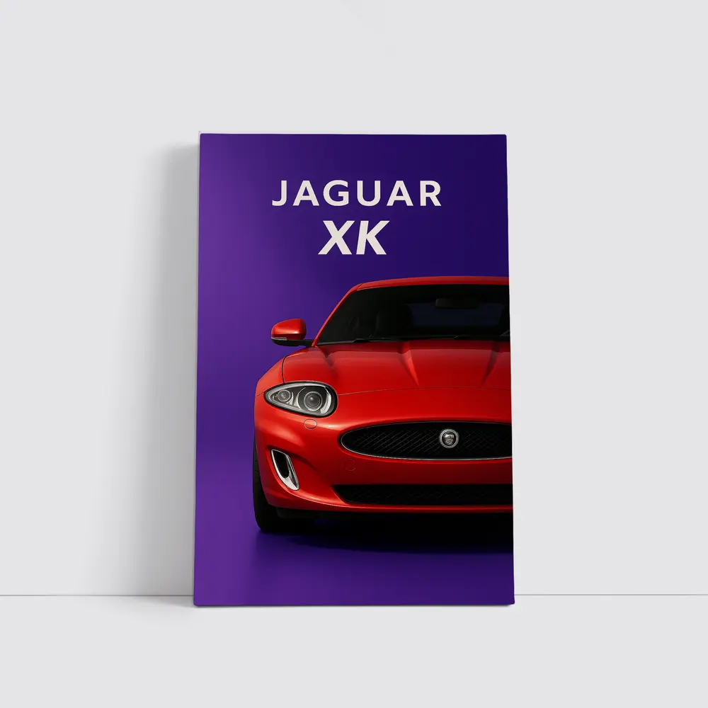 Jaguar XK Red Car Purple Background – Wall Art