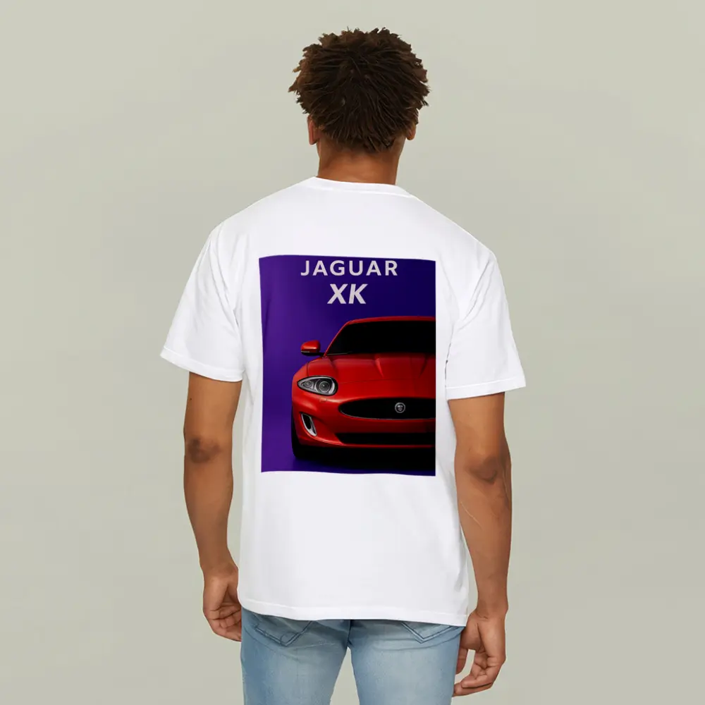 Jaguar XK Red Car Purple Background – T-Shirts