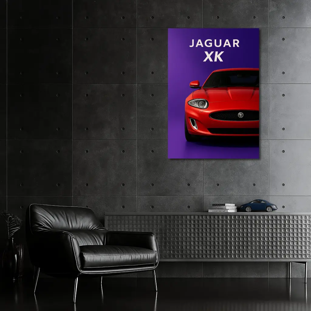 Jaguar XK Red Car Purple Background – Wall Art