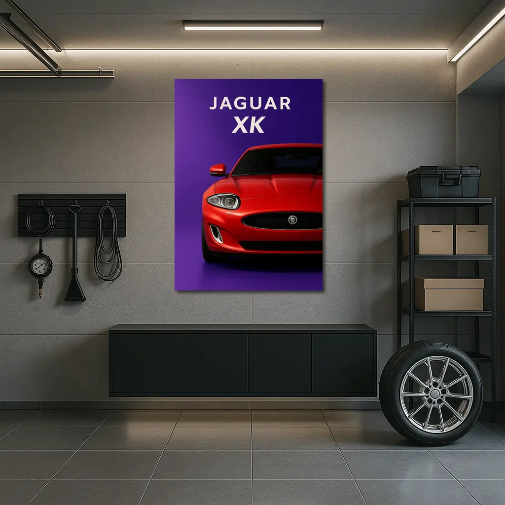 Jaguar XK Red Car Purple Background – Wall Art