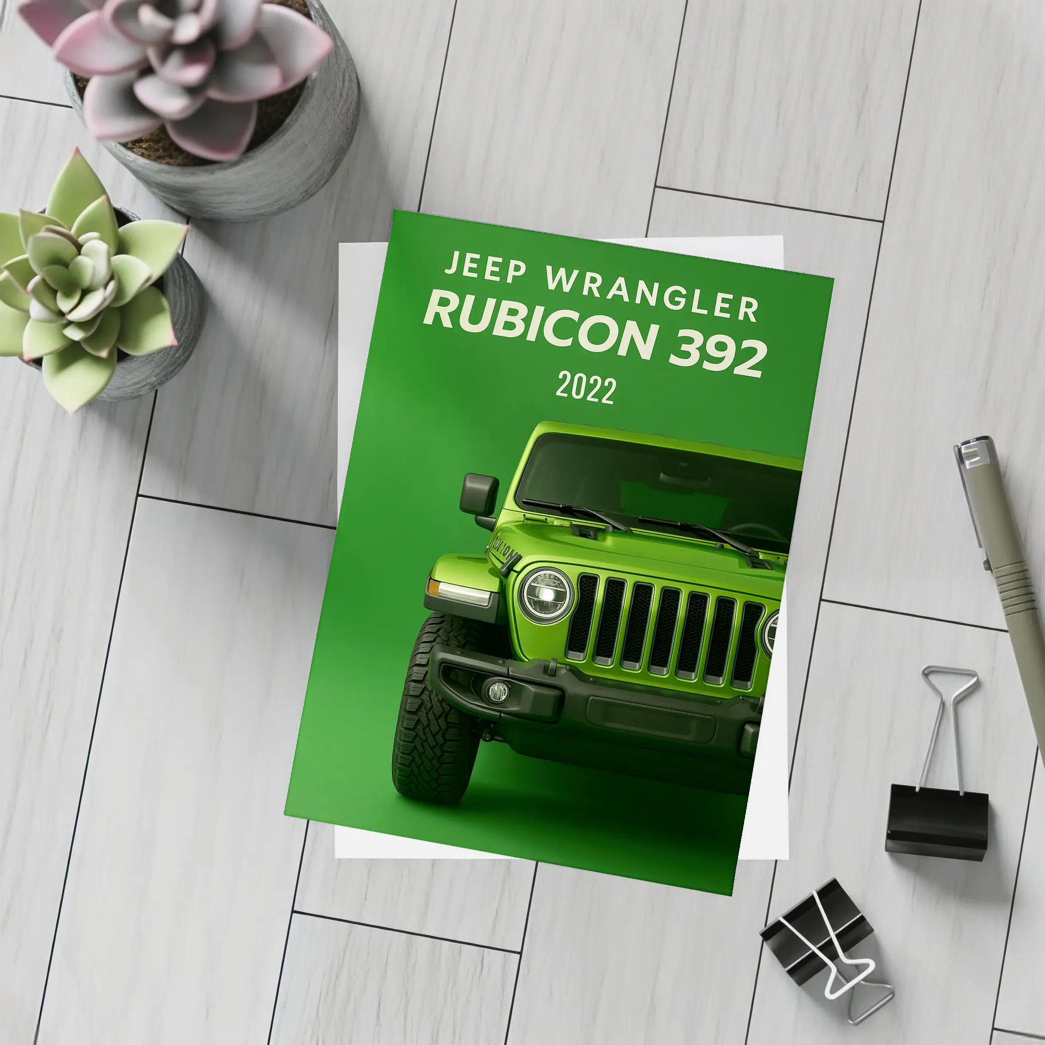 2022 Jeep Wrangler Rubicon Green Background – Postcards