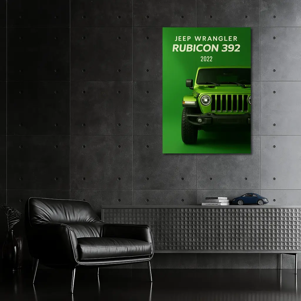 2022 Jeep Wrangler Rubicon Green Background – Wall Art