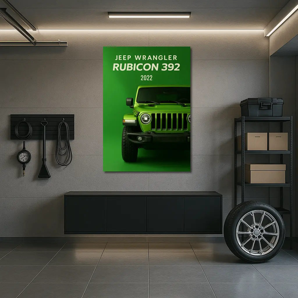 2022 Jeep Wrangler Rubicon Green Background – Wall Art