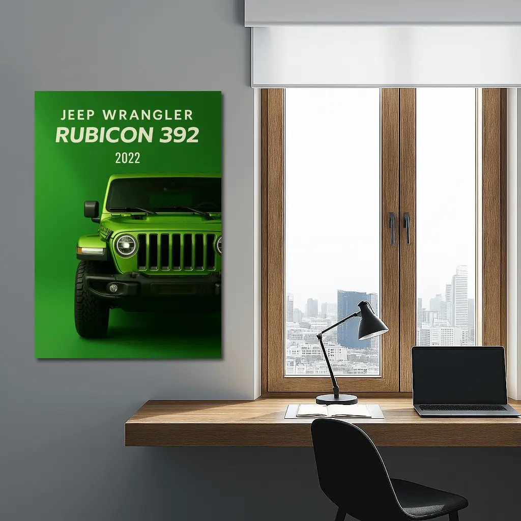2022 Jeep Wrangler Rubicon Green Background – Wall Art