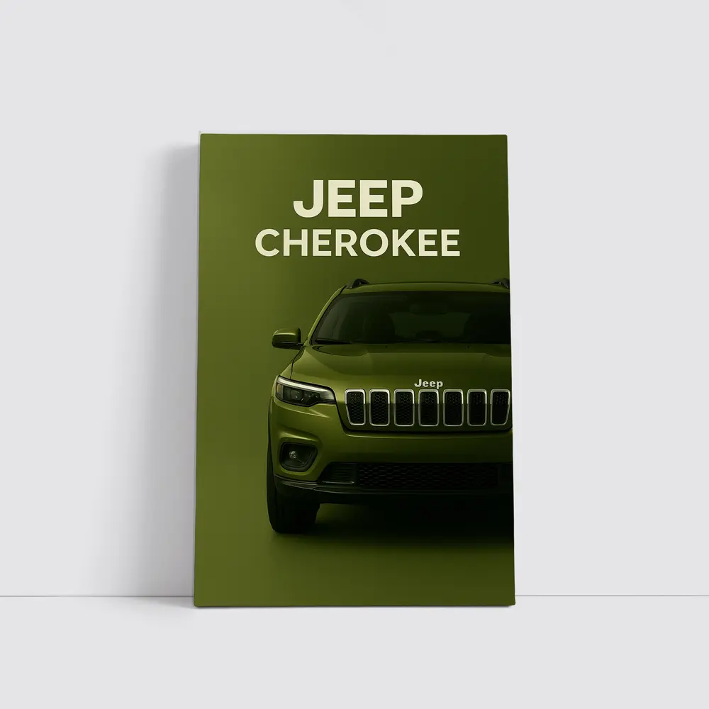 Jeep Cherokee SUV Olive Green Background – Wall Art