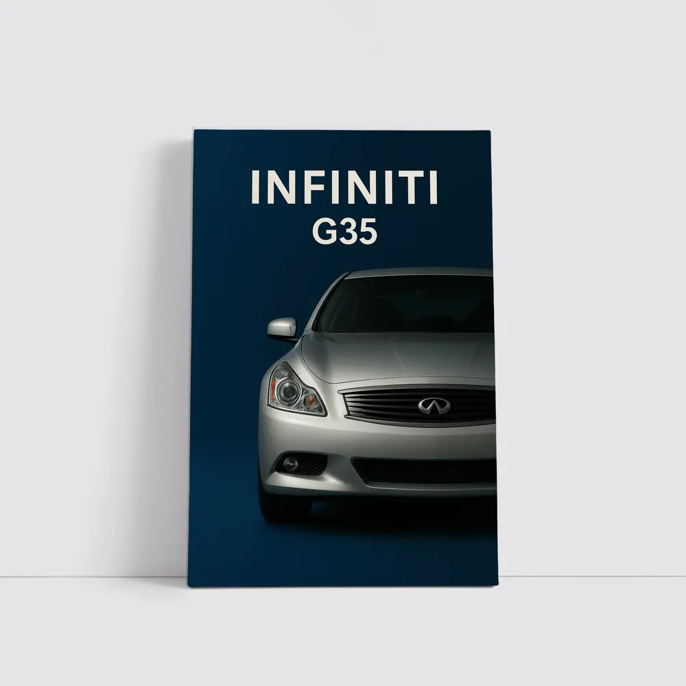 Infiniti G35 Silver Front View Dark Blue – Wall Art
