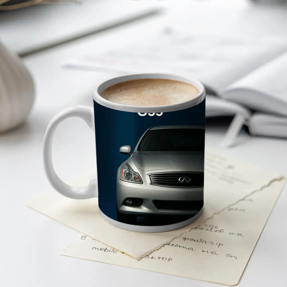 Infiniti G35 Silver Front View Dark Blue – Mugs
