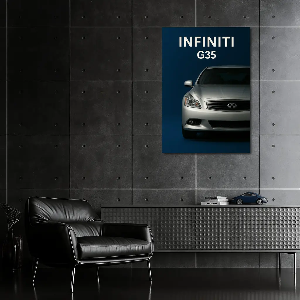 Infiniti G35 Silver Front View Dark Blue – Wall Art