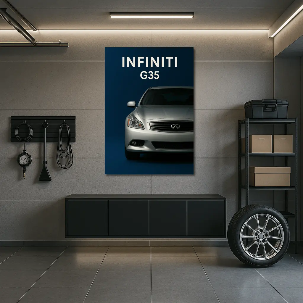 Infiniti G35 Silver Front View Dark Blue – Wall Art