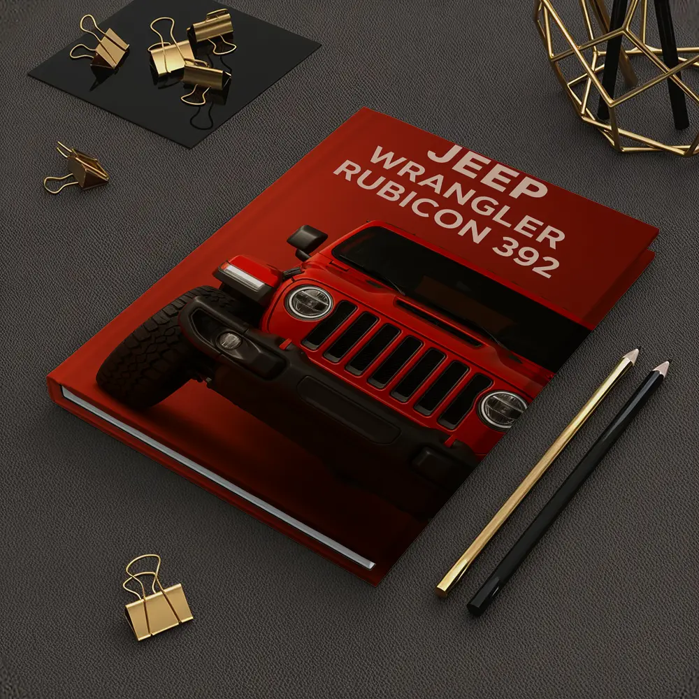 Jeep Wrangler Rubicon Front View Red Background – Notebooks