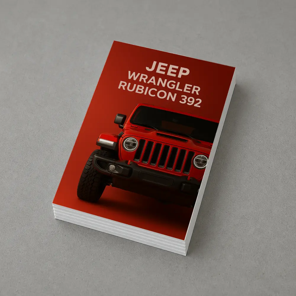 Jeep Wrangler Rubicon Front View Red Background – Postcards