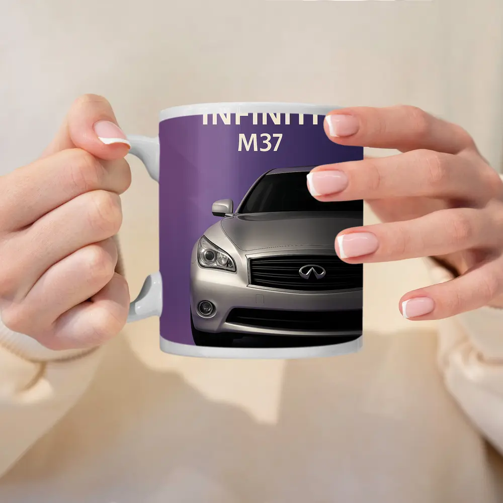 Infiniti M37 Silver Car Purple Background – Mugs