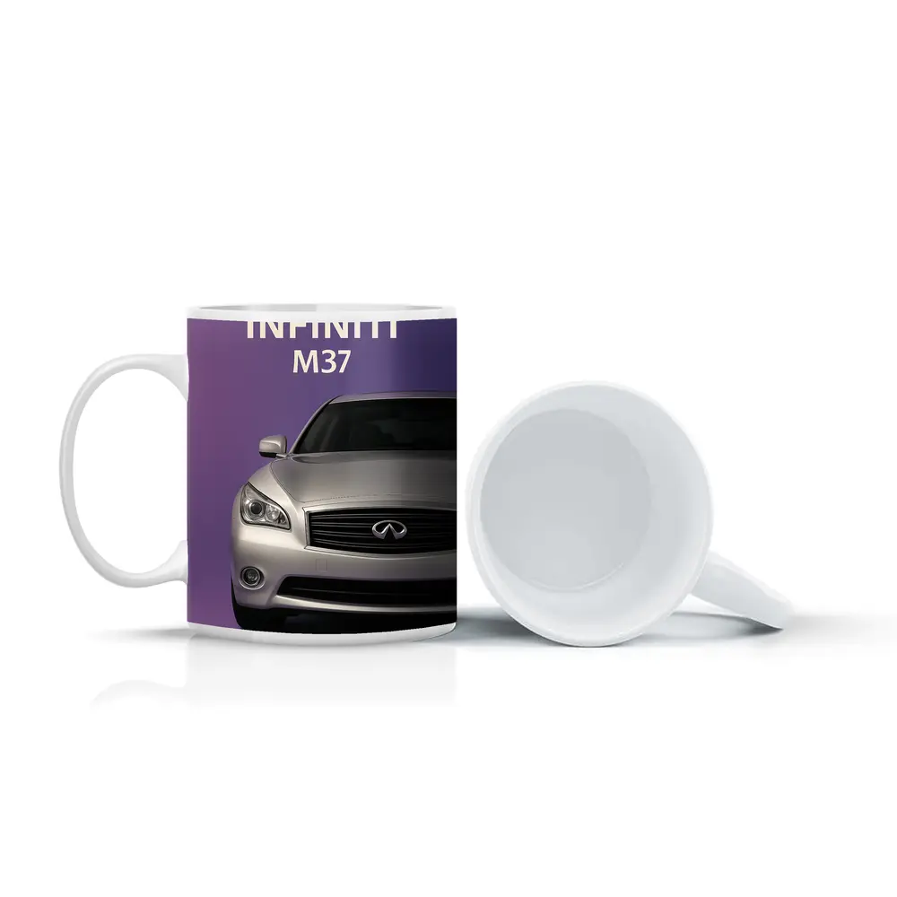 Infiniti M37 Silver Car Purple Background – Mugs