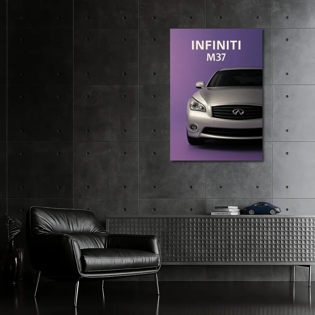 Infiniti M37 Silver Car Purple Background – Wall Art