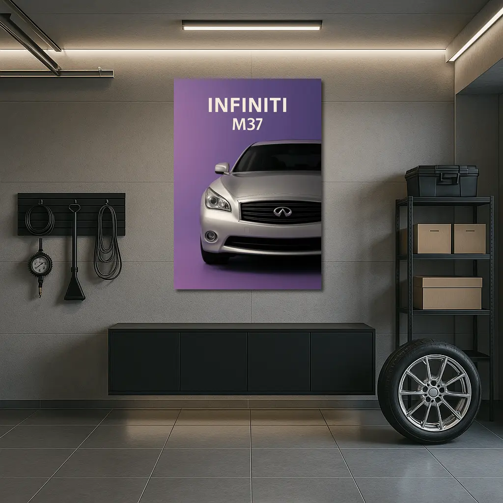 Infiniti M37 Silver Car Purple Background – Wall Art