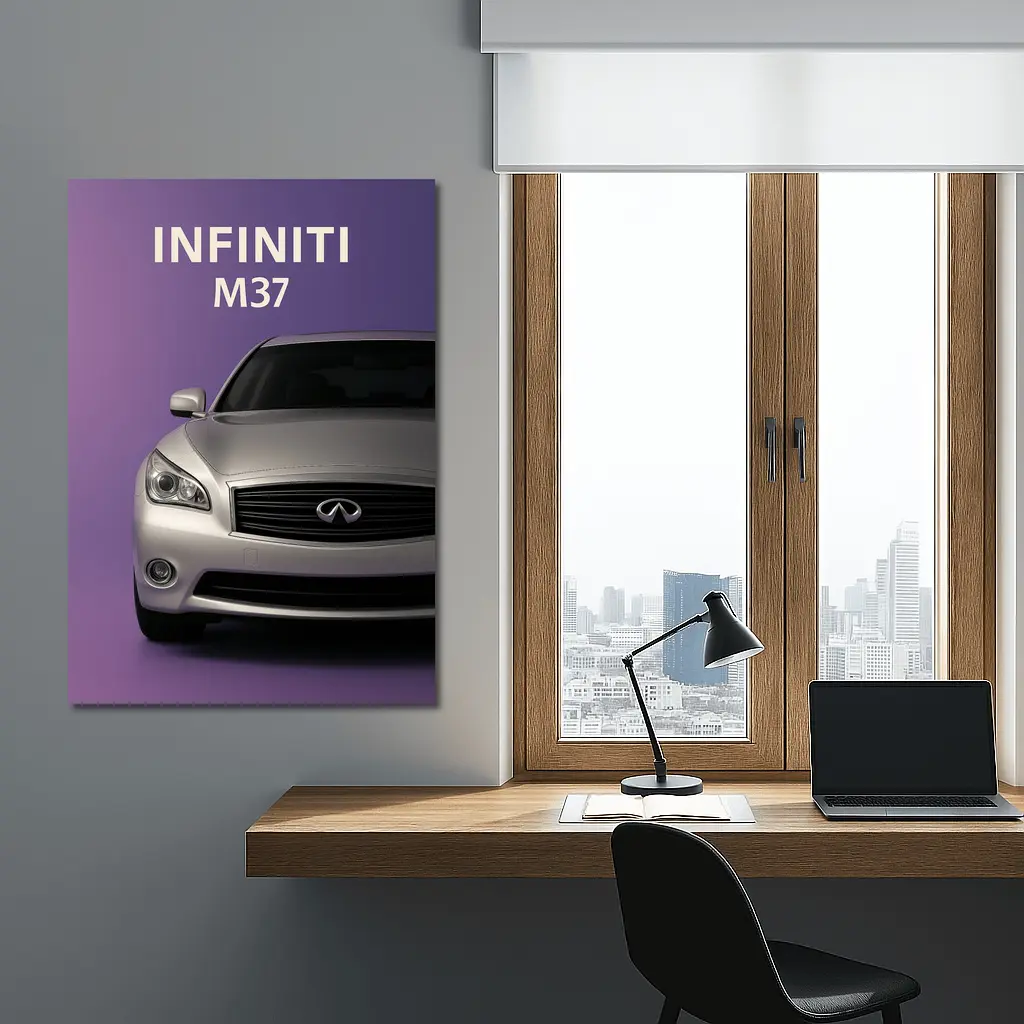 Infiniti M37 Silver Car Purple Background – Wall Art