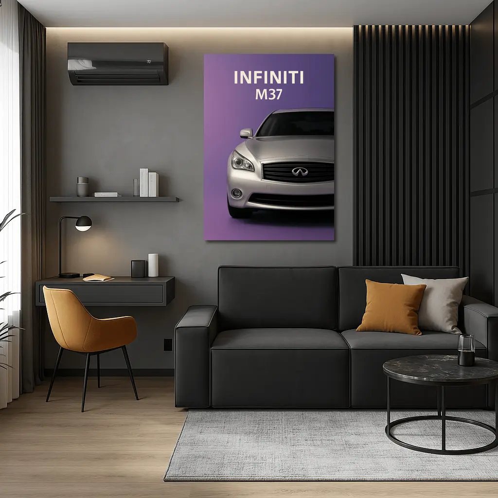 Infiniti M37 Silver Car Purple Background – Wall Art