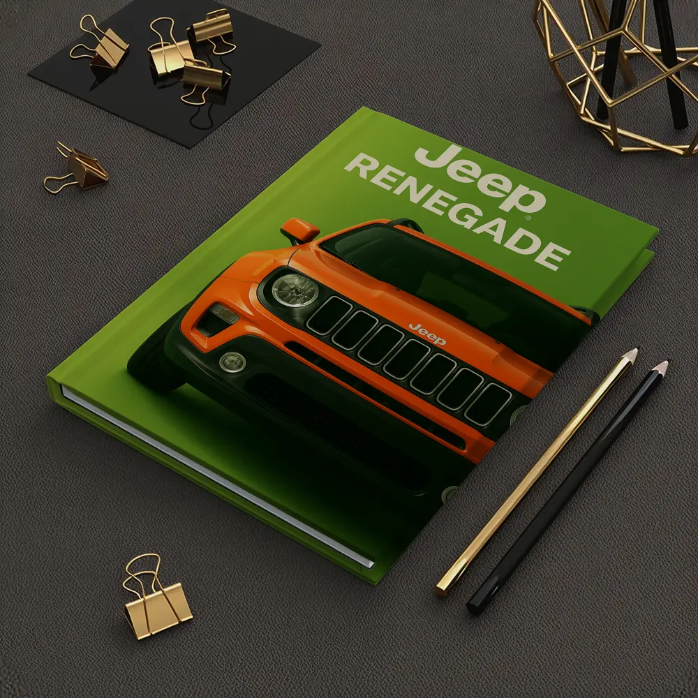 Jeep Renegade Orange Front View Green Background – Notebooks