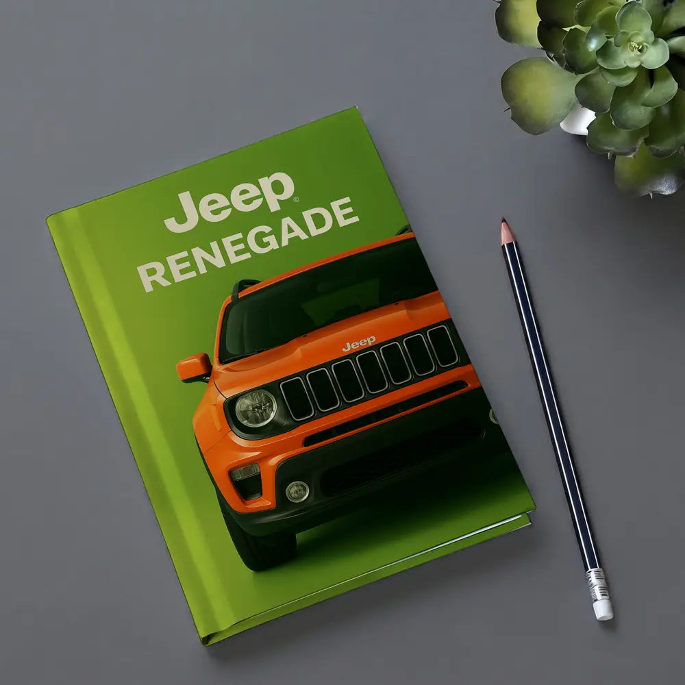 Jeep Renegade Orange Front View Green Background – Notebooks