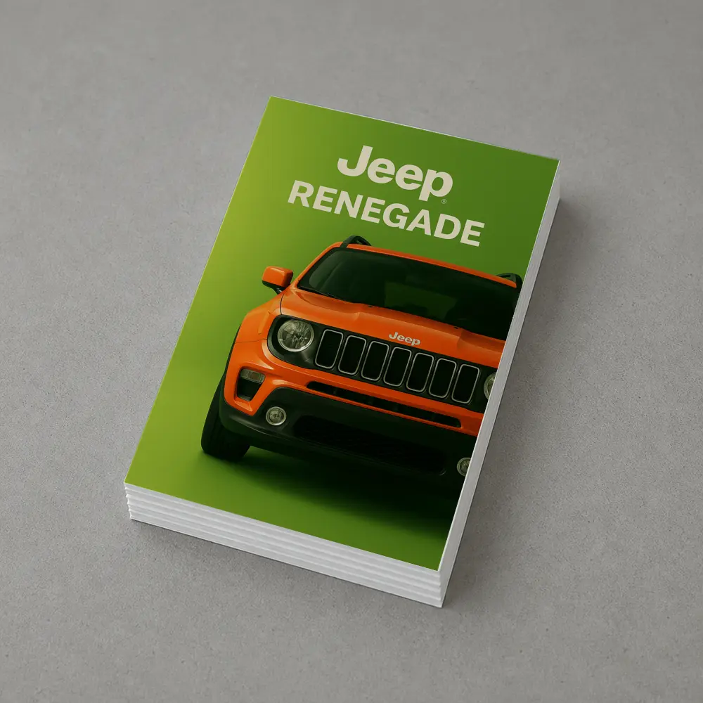Jeep Renegade Orange Front View Green Background – Postcards