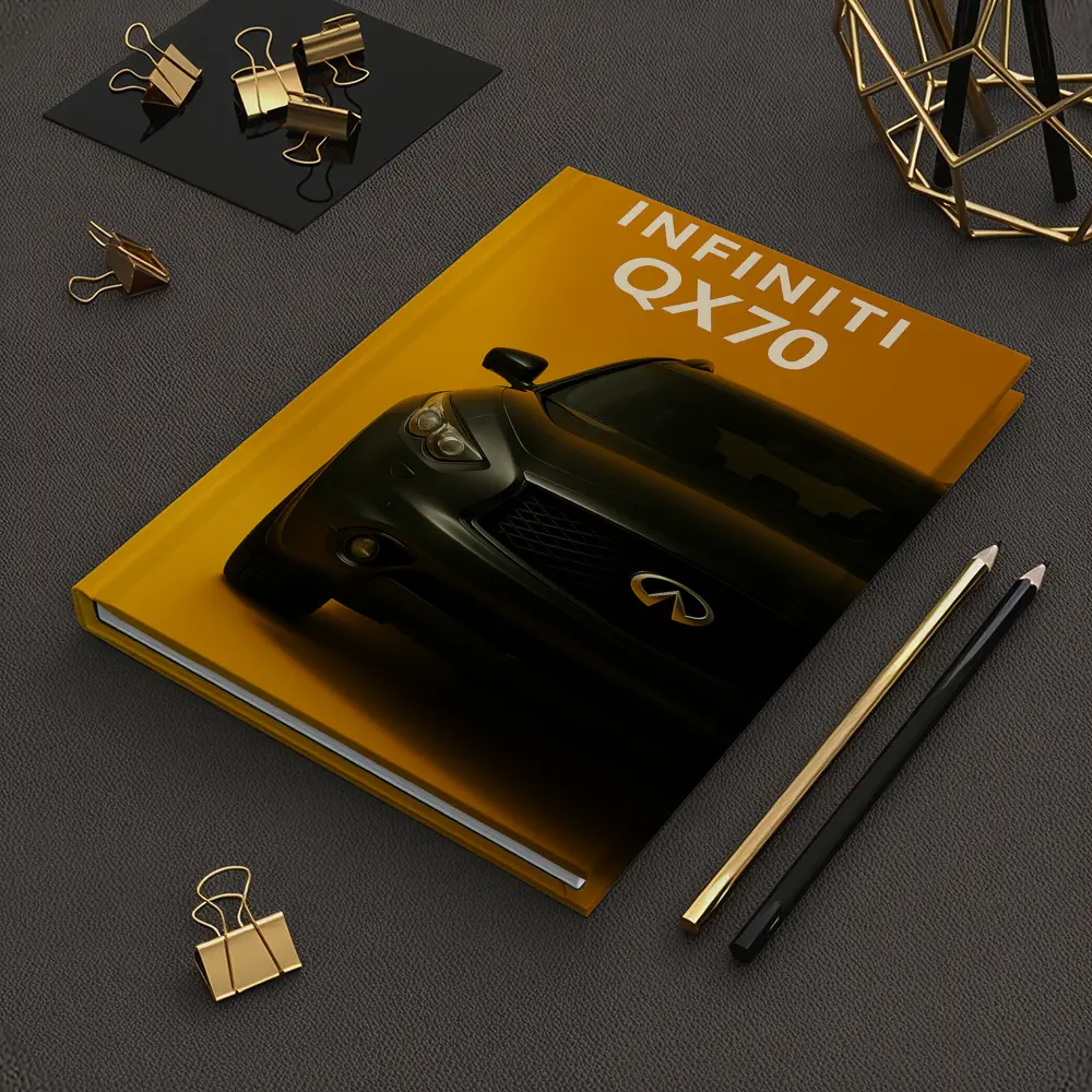 Infiniti QX70 Dark SUV Yellow Background – Notebooks