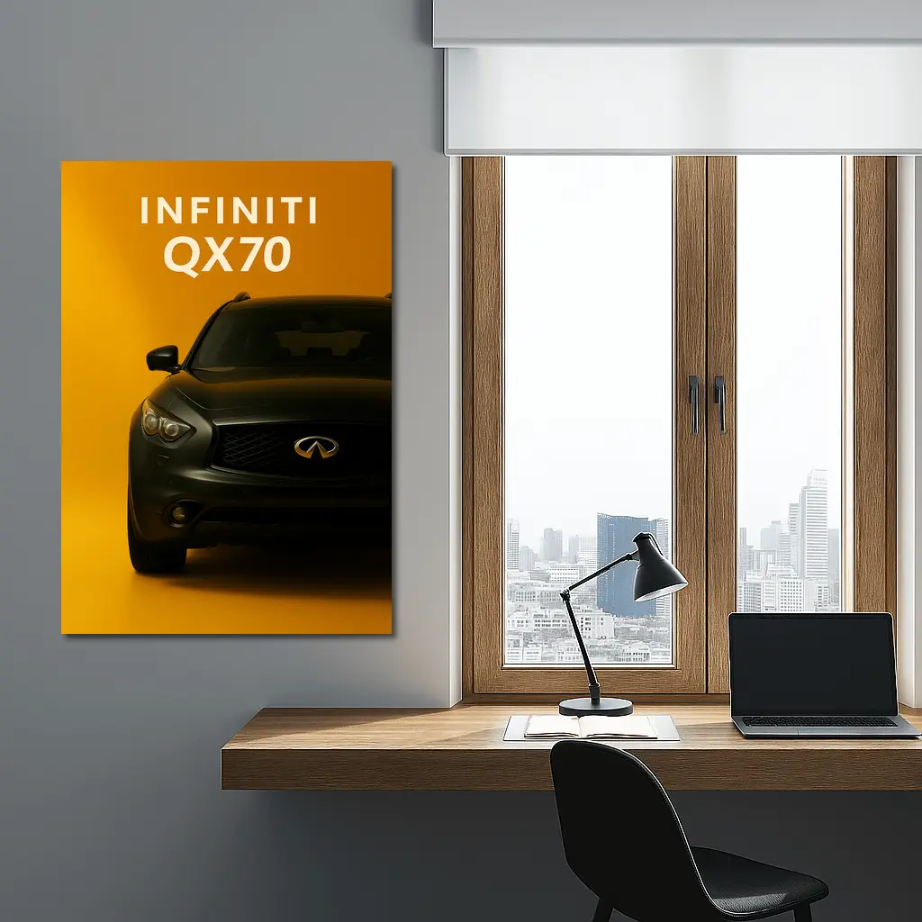 Infiniti QX70 Dark SUV Yellow Background – Wall Art