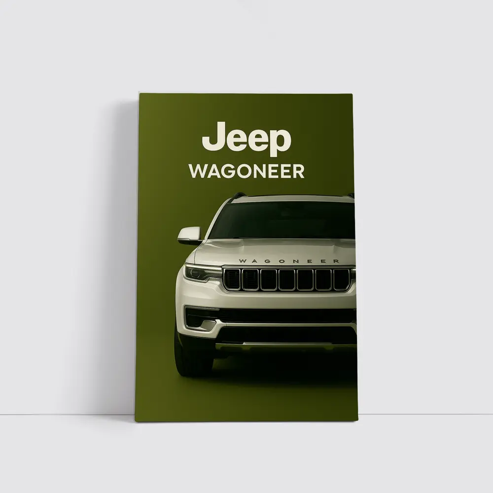 Jeep Wagoneer SUV on Olive Green Background – Wall Art