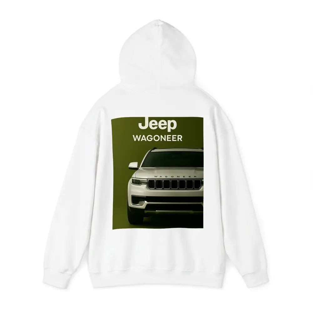 Jeep Wagoneer SUV on Olive Green Background – Hoodies