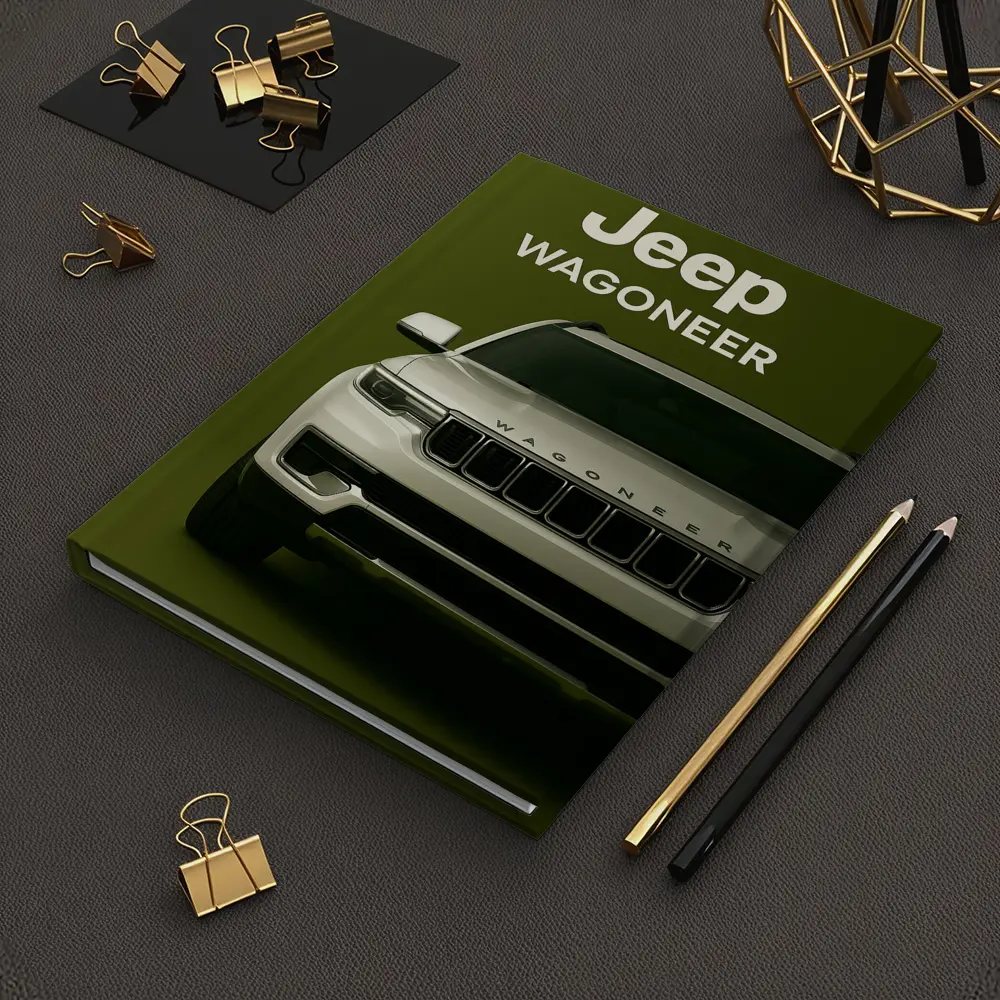 Jeep Wagoneer SUV on Olive Green Background – Notebooks