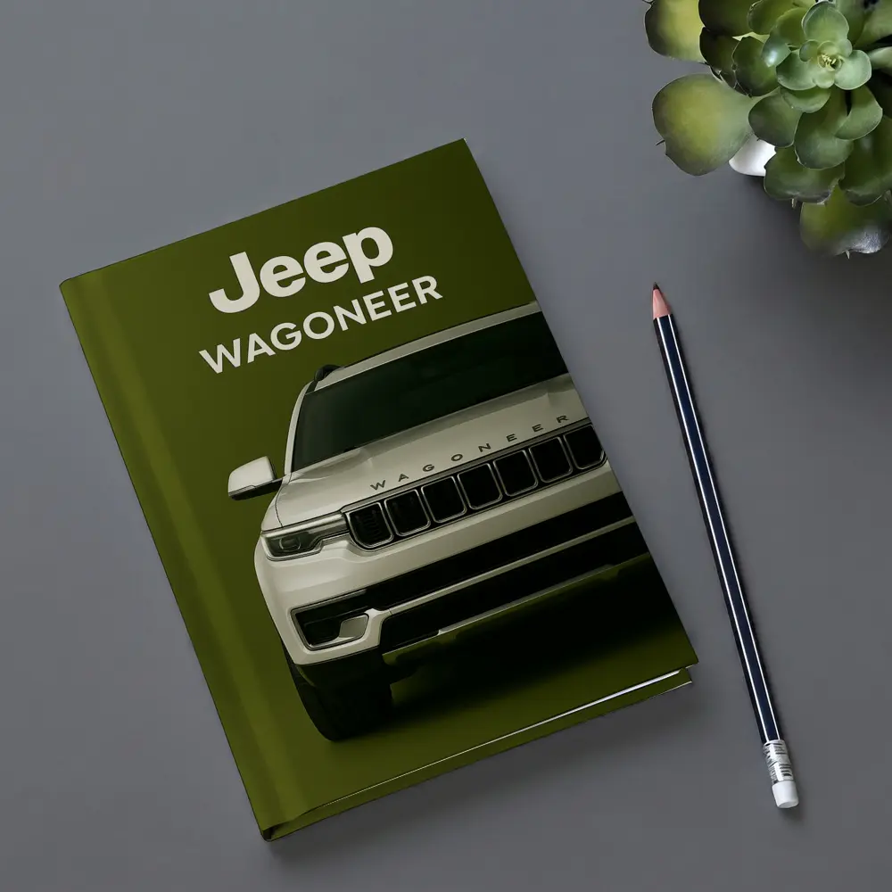 Jeep Wagoneer SUV on Olive Green Background – Notebooks