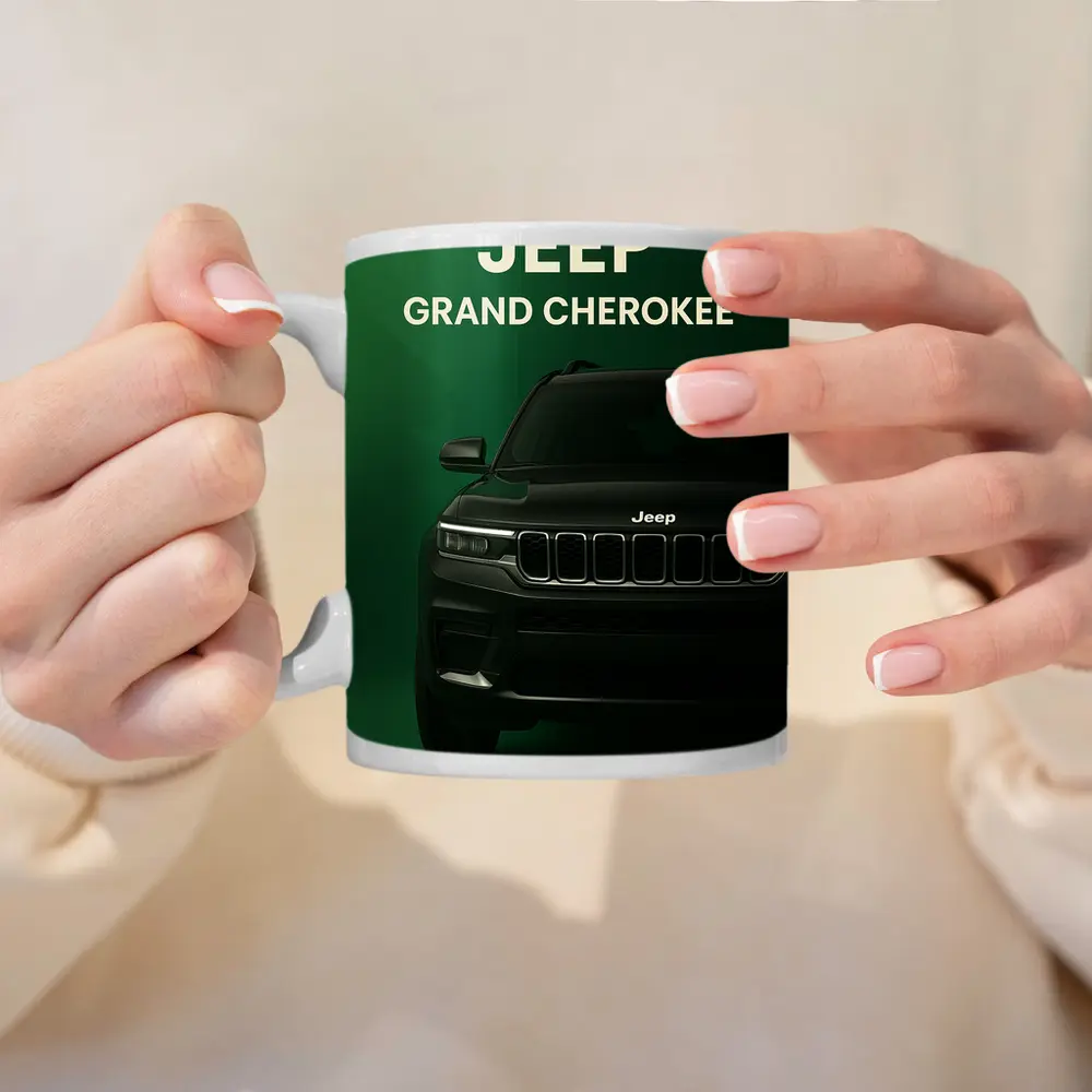 Jeep Grand Cherokee Dark Green Front View – Mugs