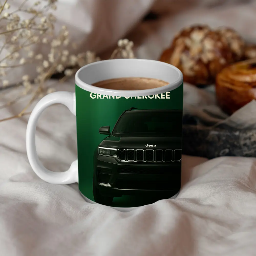 Jeep Grand Cherokee Dark Green Front View – Mugs