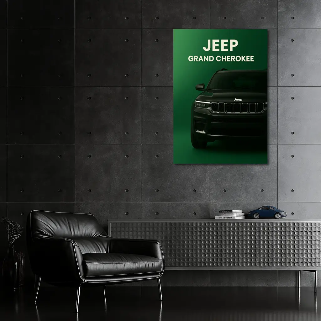 Jeep Grand Cherokee Dark Green Front View – Wall Art