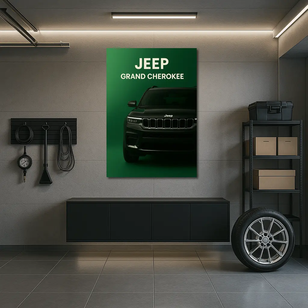 Jeep Grand Cherokee Dark Green Front View – Wall Art