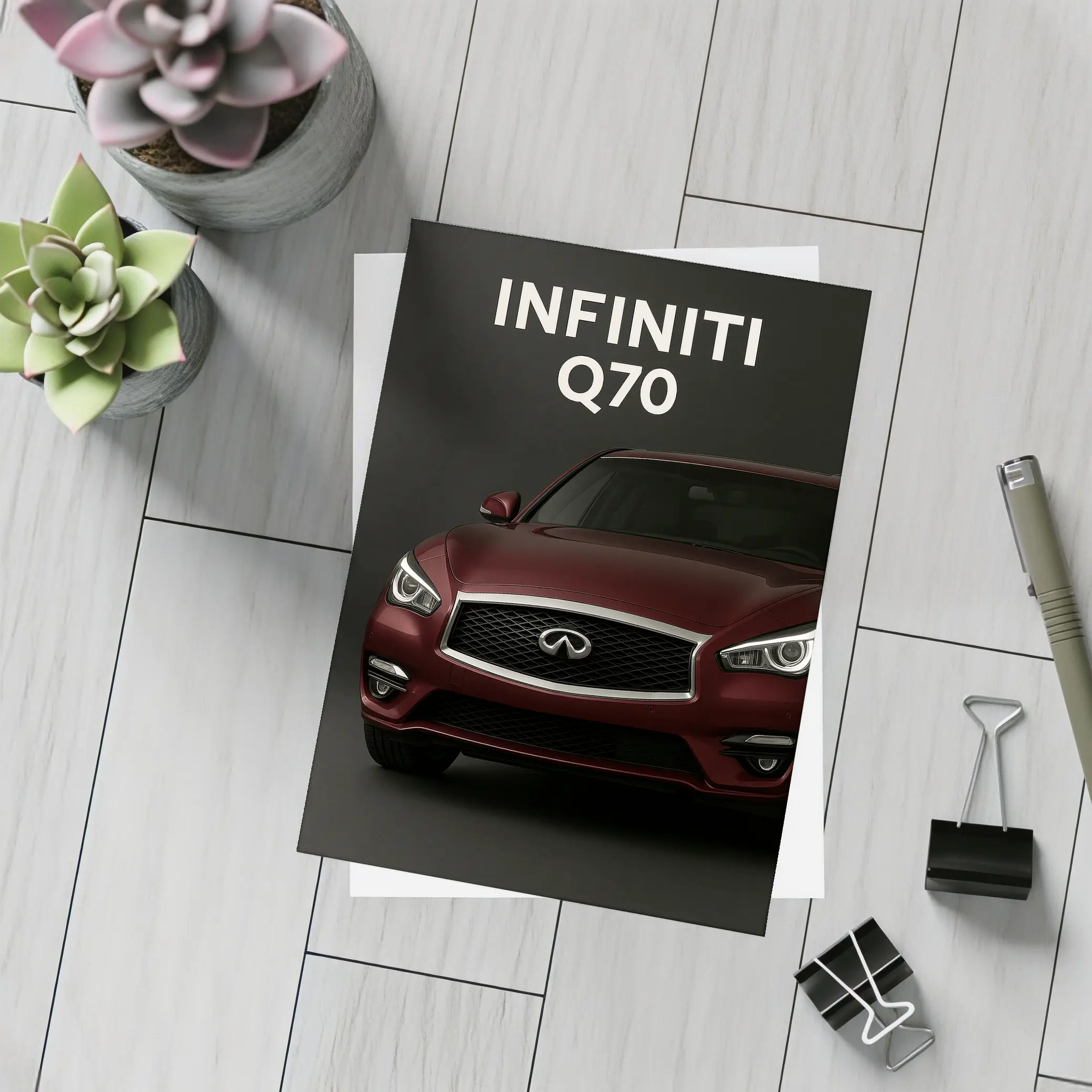 Infiniti Q70 Dark Studio Front View – Postcards