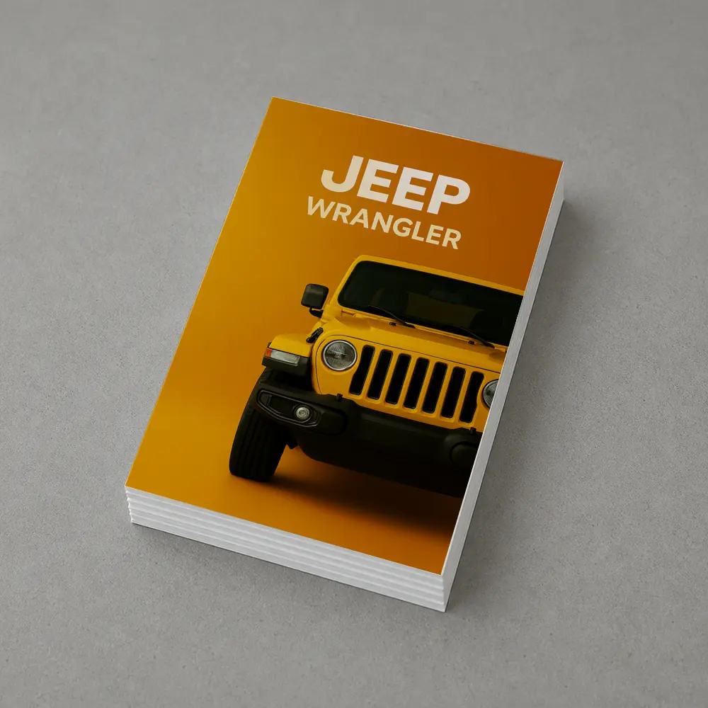 Jeep Wrangler Yellow Front View Orange Background – Postcards