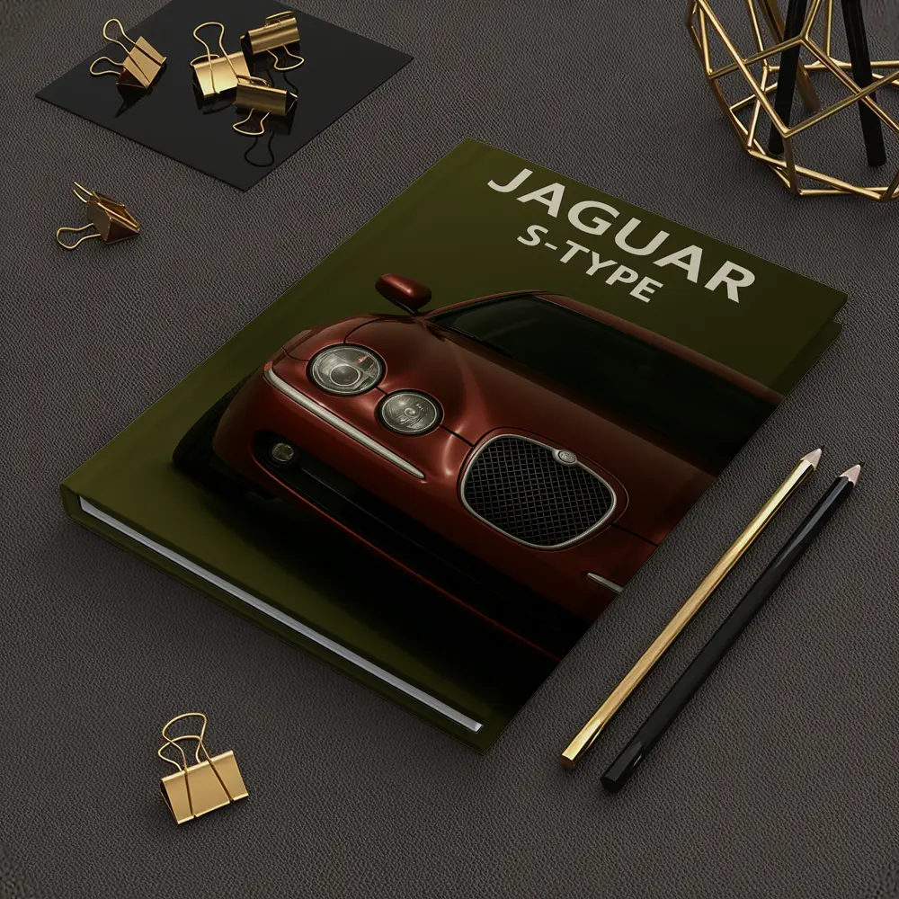 Jaguar S-Type Red Car Green Background – Notebooks