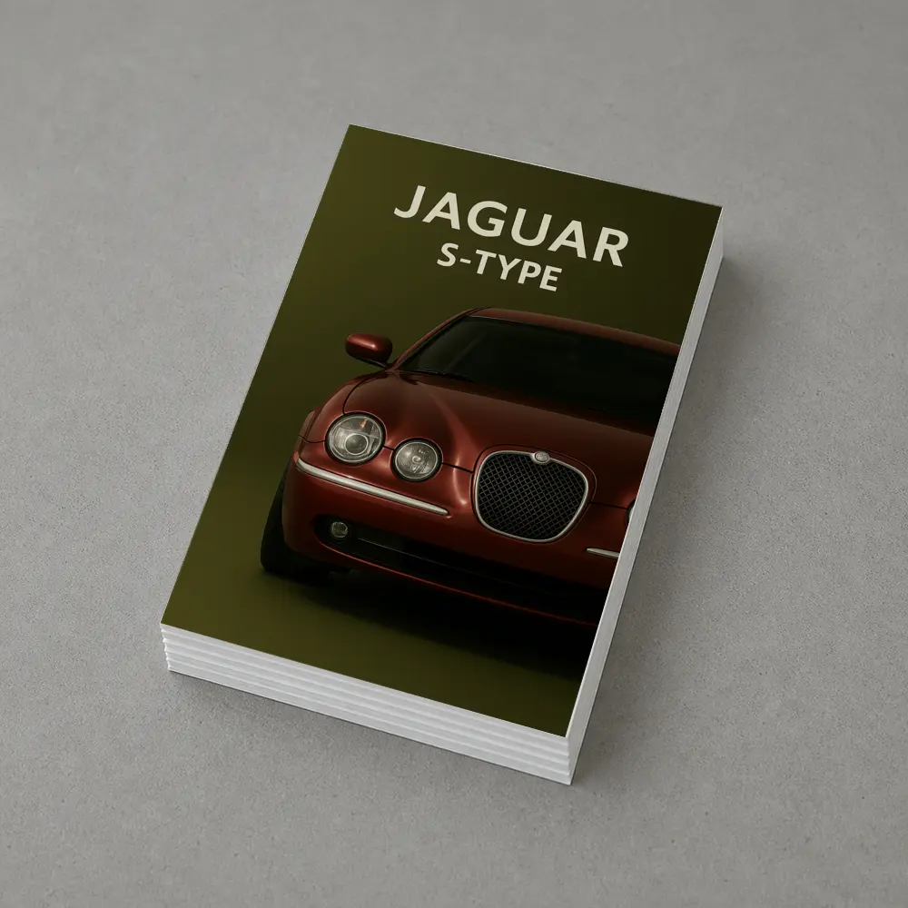 Jaguar S-Type Red Car Green Background – Postcards